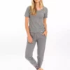 Leena & Lu Pima Short Sleeve Loungewear Set - Gray