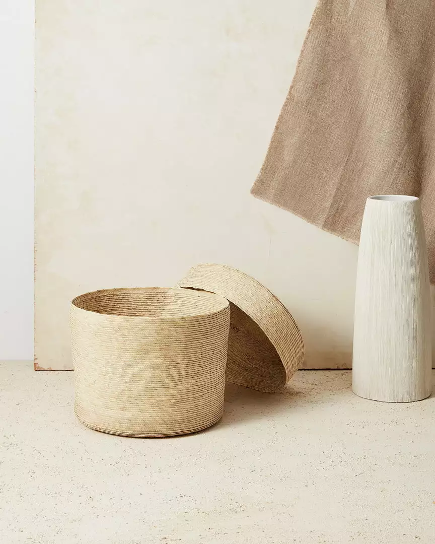 Minna Lidded Palm Basket 4 Minna Lidded Palm Basket