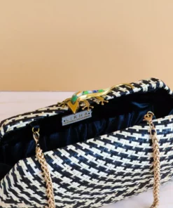 LIKHÂ Accessories Black Houndstooth Clutch