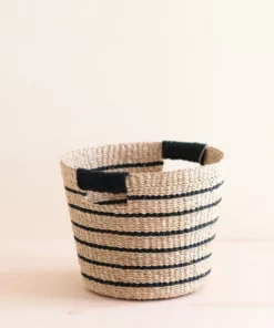 LIKHÂ Black + Natural Striped Tapered Basket