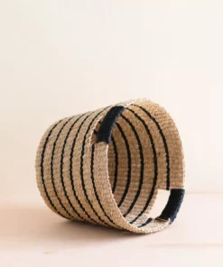 LIKHÂ Black + Natural Striped Tapered Basket