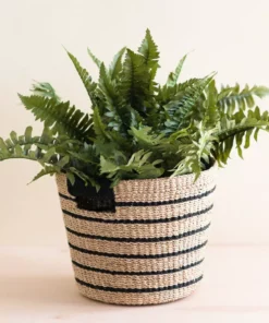 LIKHÂ Black + Natural Striped Tapered Basket