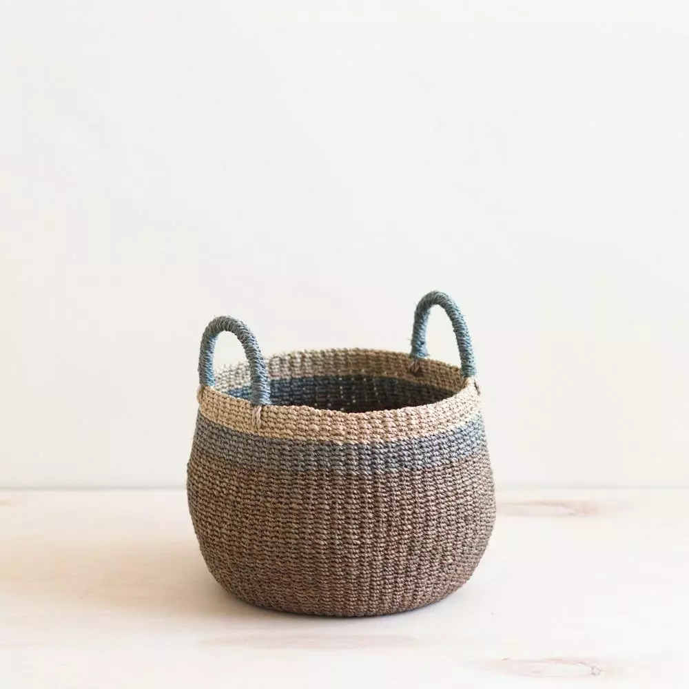 LIKHÂ Brown Tabletop Bulge Basket With Handles Home Goods 1 LIKHÂ Brown Tabletop Bulge Basket With Handles Home Goods