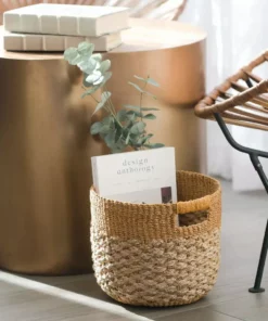 LIKHÂ Home Goods Golden Brown Round Floor Basket