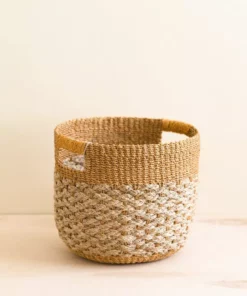 LIKHÂ Home Goods Golden Brown Round Floor Basket