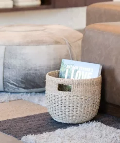 LIKHÂ Gray Patterned Round Basket