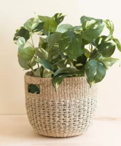 LIKHÂ Gray Patterned Round Basket 7 LIKHÂ Gray Patterned Round Basket