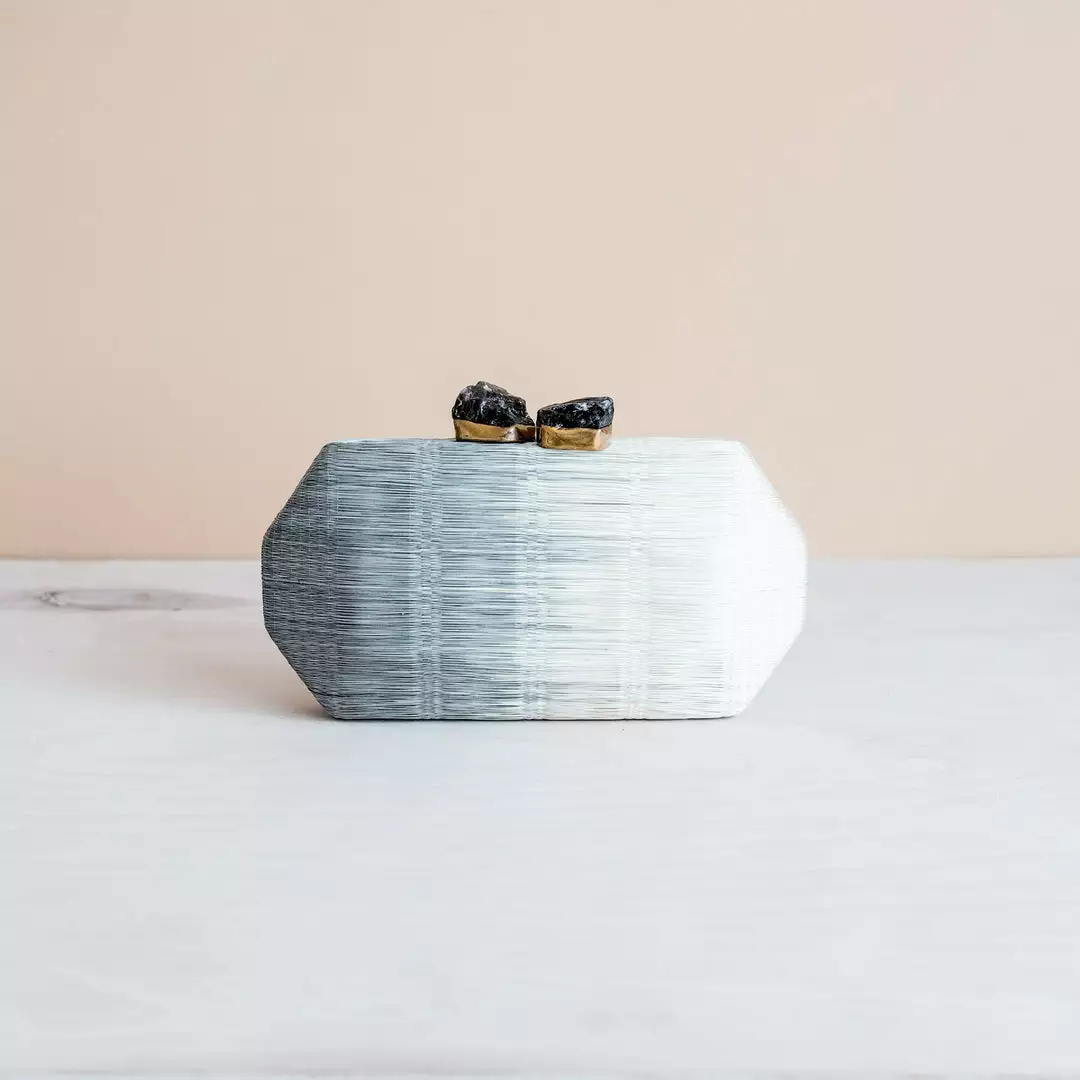 LIKHÂ Light Gray Hexagon Clutch Accessories 4 LIKHÂ Light Gray Hexagon Clutch Accessories