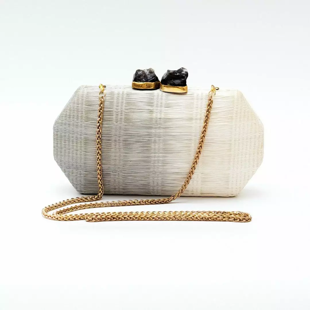 LIKHÂ Light Gray Hexagon Clutch Accessories 5 LIKHÂ Light Gray Hexagon Clutch Accessories