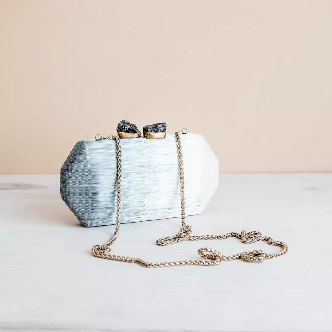 LIKHÂ Light Gray Hexagon Clutch Accessories 1 LIKHÂ Light Gray Hexagon Clutch Accessories