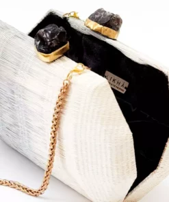 LIKHÂ Light Gray Hexagon Clutch Accessories 7 LIKHÂ Light Gray Hexagon Clutch Accessories