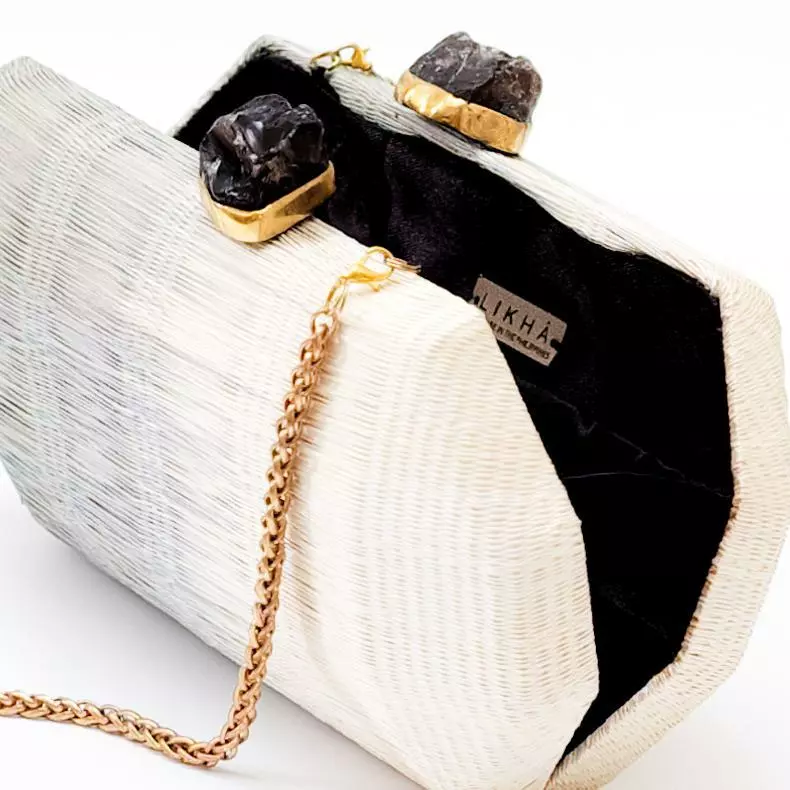 LIKHÂ Light Gray Hexagon Clutch Accessories 3 LIKHÂ Light Gray Hexagon Clutch Accessories