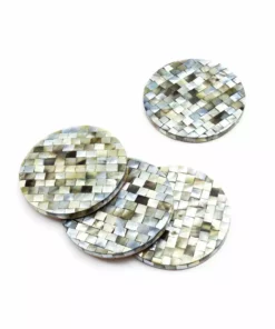 LIKHÂ Mosaic Mother Of Pearl Coaster Set Kitchen + Dining