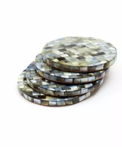 LIKHÂ Mosaic Mother Of Pearl Coaster Set Kitchen + Dining