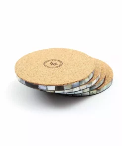 LIKHÂ Mosaic Mother Of Pearl Coaster Set Kitchen + Dining
