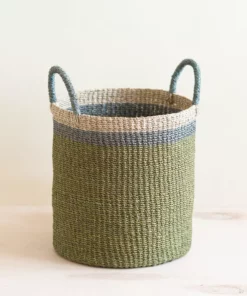 LIKHÂ Home Goods Olive Floor Basket With Handles