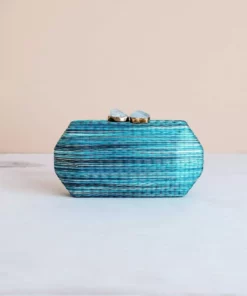 LIKHÂ Sea Green Shibori Pattern Clutch