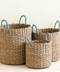 LIKHÂ Home Goods Sky Blue Handle Basket Set