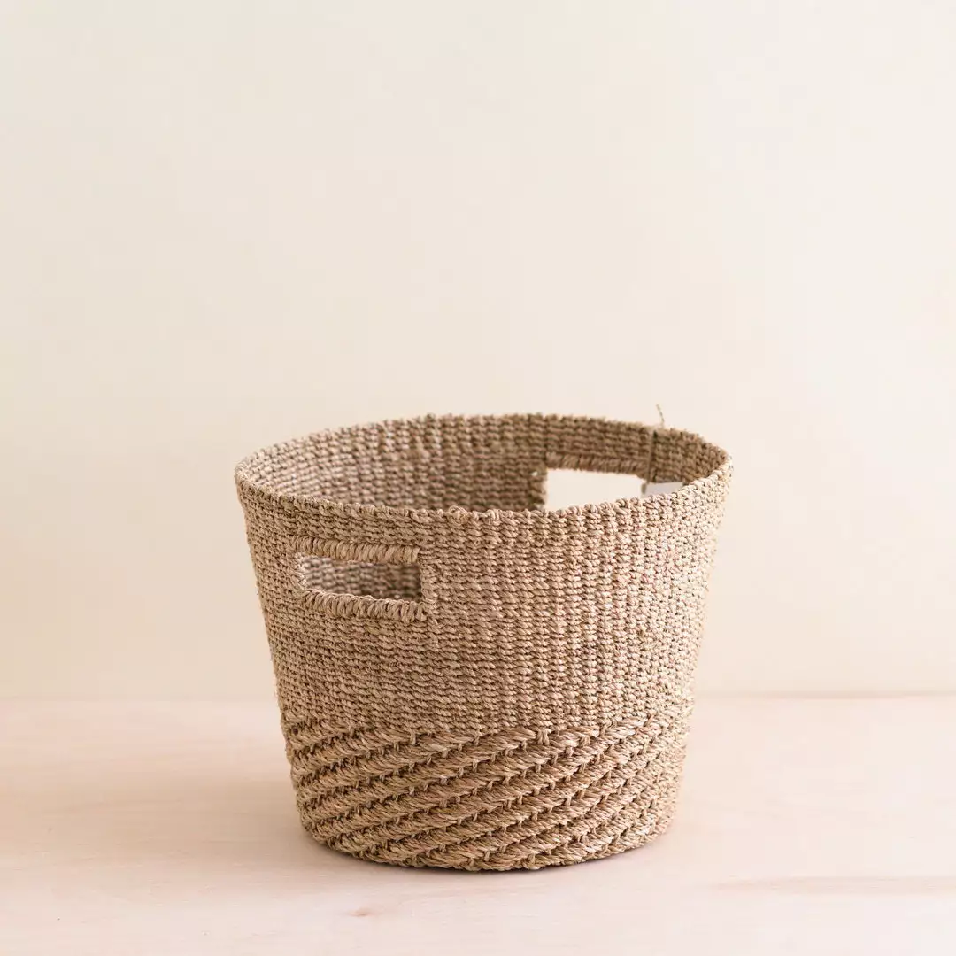 LIKHÂ Home Goods Tan + Natural Tapered Basket 1 LIKHÂ Home Goods Tan + Natural Tapered Basket