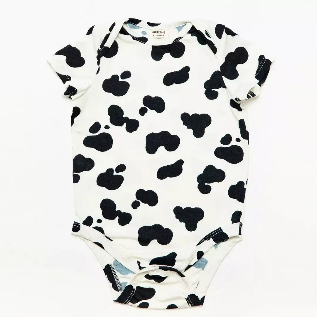 Lucky Bug Clothing Baby's Essential Bamboo Cow Onesie 1 Lucky Bug Clothing Baby's Essential Bamboo Cow Onesie
