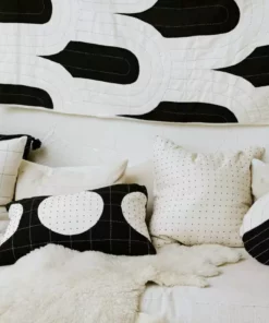 Anchal Lunar Dot Lumbar Pillow - Charcoal