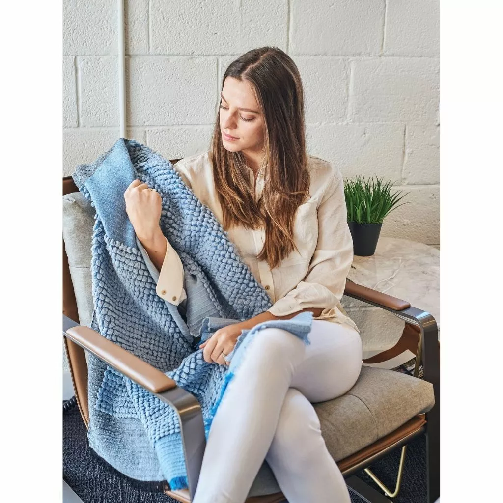 Studio Variously Home Goods Macaroon Merino Wool Throw Blanket - Sky 6 Studio Variously Home Goods Macaroon Merino Wool Throw Blanket - Sky