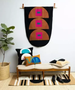 Leah Singh Marianne Circle Wool Throw Pillow Cover - Black Home Goods