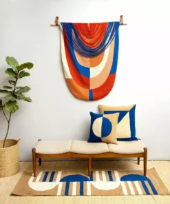 Leah Singh Marianne Circle Wool Throw Pillow Cover - Blue