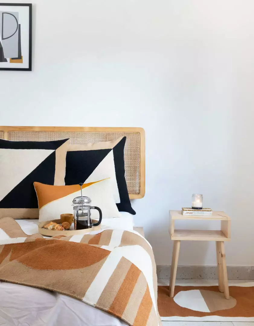 Leah Singh Home Goods Marianne Triangle Wool Lumbar Pillow Cover - Ochre 3 Leah Singh Home Goods Marianne Triangle Wool Lumbar Pillow Cover - Ochre