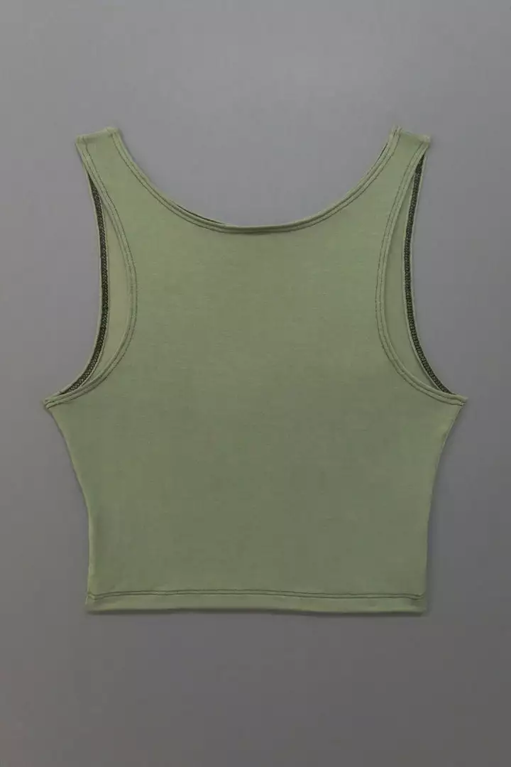 Mary Young Wallace Bamboo Crop Top - Sage Sustainable Materials 4 Mary Young Wallace Bamboo Crop Top - Sage Sustainable Materials