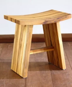 Masaya & Co. Handcrafted Zapatera Teak Shower Stool