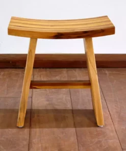 Masaya & Co. Handcrafted Zapatera Teak Shower Stool