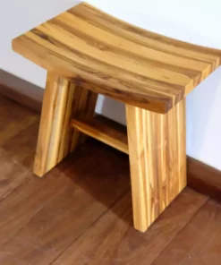 Masaya & Co. Handcrafted Zapatera Teak Shower Stool
