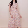Mata Traders Artsy Traveler Pink Floral Tencel Midi Dress Clothing