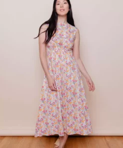 Mata Traders Artsy Traveler Pink Floral Tencel Midi Dress Clothing