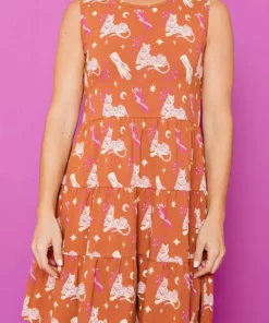 Mata Traders Bellini Orchid Tigress Tiered Dress