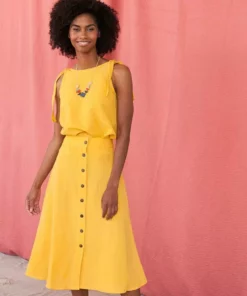 Mata Traders Best Sellers Brighton Linen Skirt - Yellow
