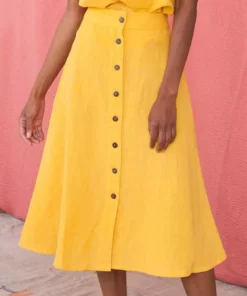 Mata Traders Best Sellers Brighton Linen Skirt - Yellow