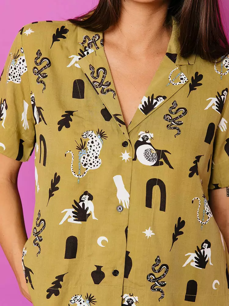 Mata Traders Clothing Olive Curios Camp Shirt 3 Mata Traders Clothing Olive Curios Camp Shirt