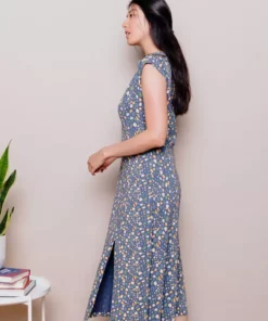 Mata Traders Elise Blue Spots Sheath Dress