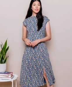 Mata Traders Elise Blue Spots Sheath Dress