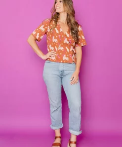 Mata Traders Marley Orchid Tigress Boxy Wrap Top Clothing