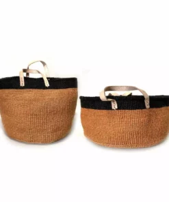 Mbare Home Goods Floor Basket With Leather Handles