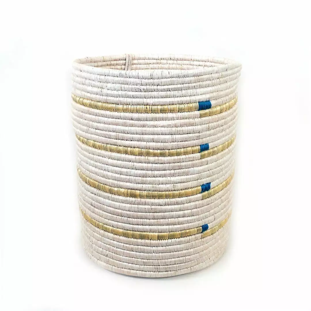 Mbare Ikiba Storage Basket - Blue Squares 1 Mbare Ikiba Storage Basket - Blue Squares