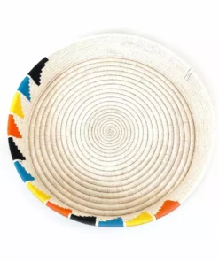 Mbare Handcrafted Inyabu Basket Tray - Colorful Triangles