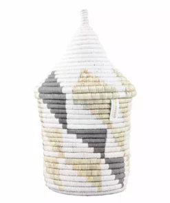 Mbare Handcrafted Inyabu Medium Basket - Gray Triangles