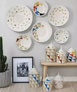 Mbare Inyabu Small Wall Basket - Multi Color Triangles Home Goods