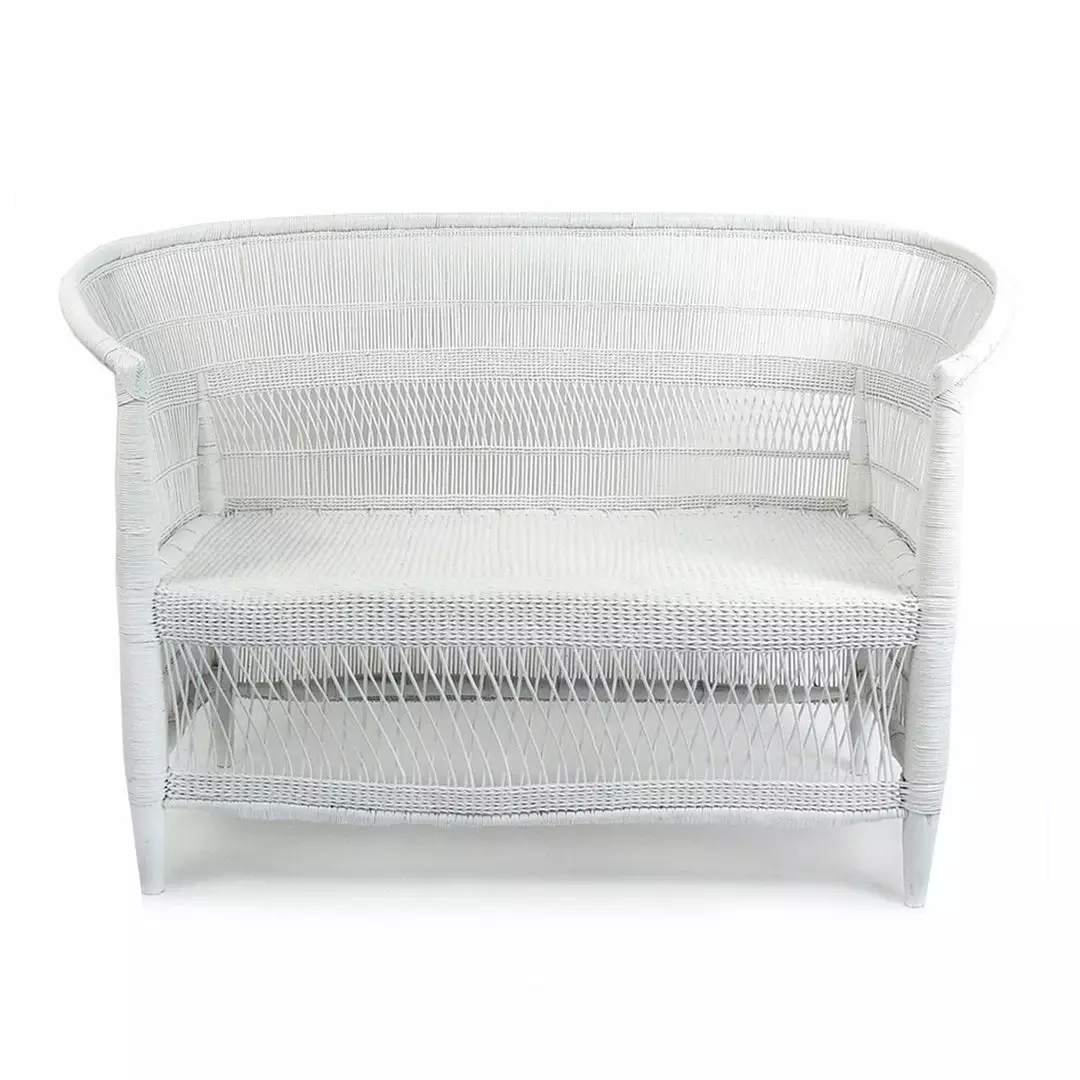 Mbare Malawi Cane Loveseat - White 1 Mbare Malawi Cane Loveseat - White