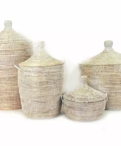Mbare Handcrafted Small Tabletop Basket - White