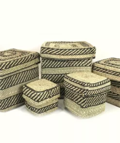 Mbare Square Iringa Basket - Black Stripe Home Goods